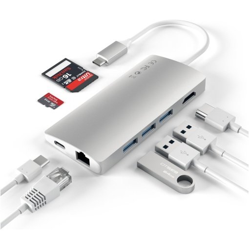 SATECHI Type-C Multi-Port Adapter with Ethernet V2 Silver