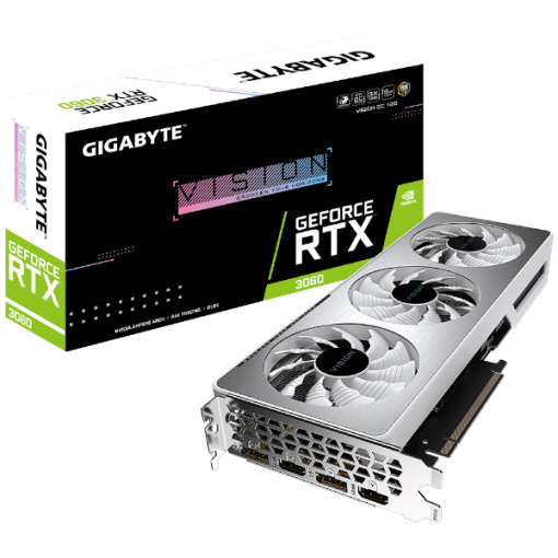 כ. מסך Gigabyte RTX3060 ViSION 12GB 2.0 WHITE PCIE4.0X16 LHR