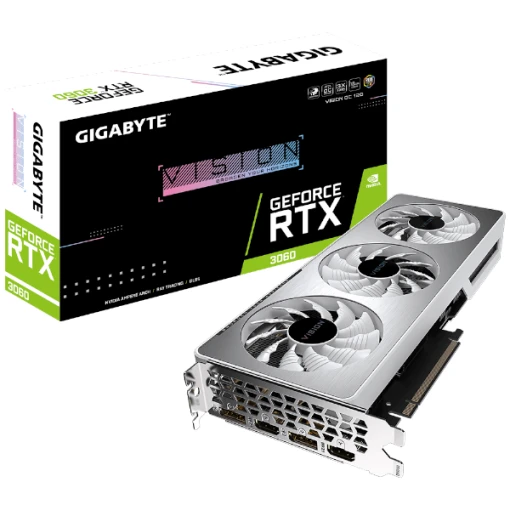 כ. מסך Gigabyte RTX3060 ViSION 12GB 2.0 WHITE PCIE4.0X16 LHR
